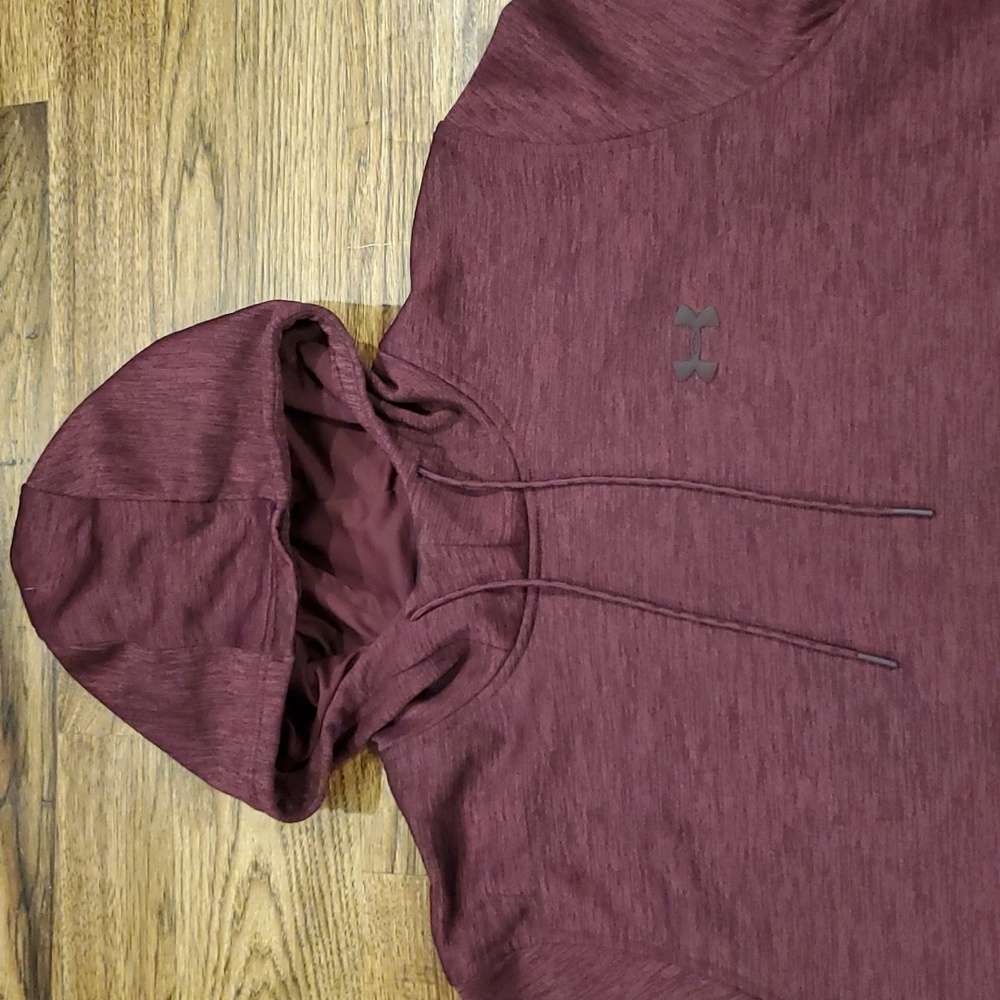 Mens Under Armour burgundy & black hooded sweatshirt size XL - Picture 2 of 5